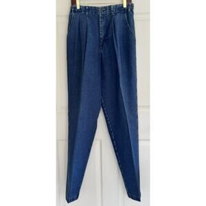 Vintage Lee High Rise Mom Jeans 80s 90s Blue Denim Size 14 LONG Elastic Waist
